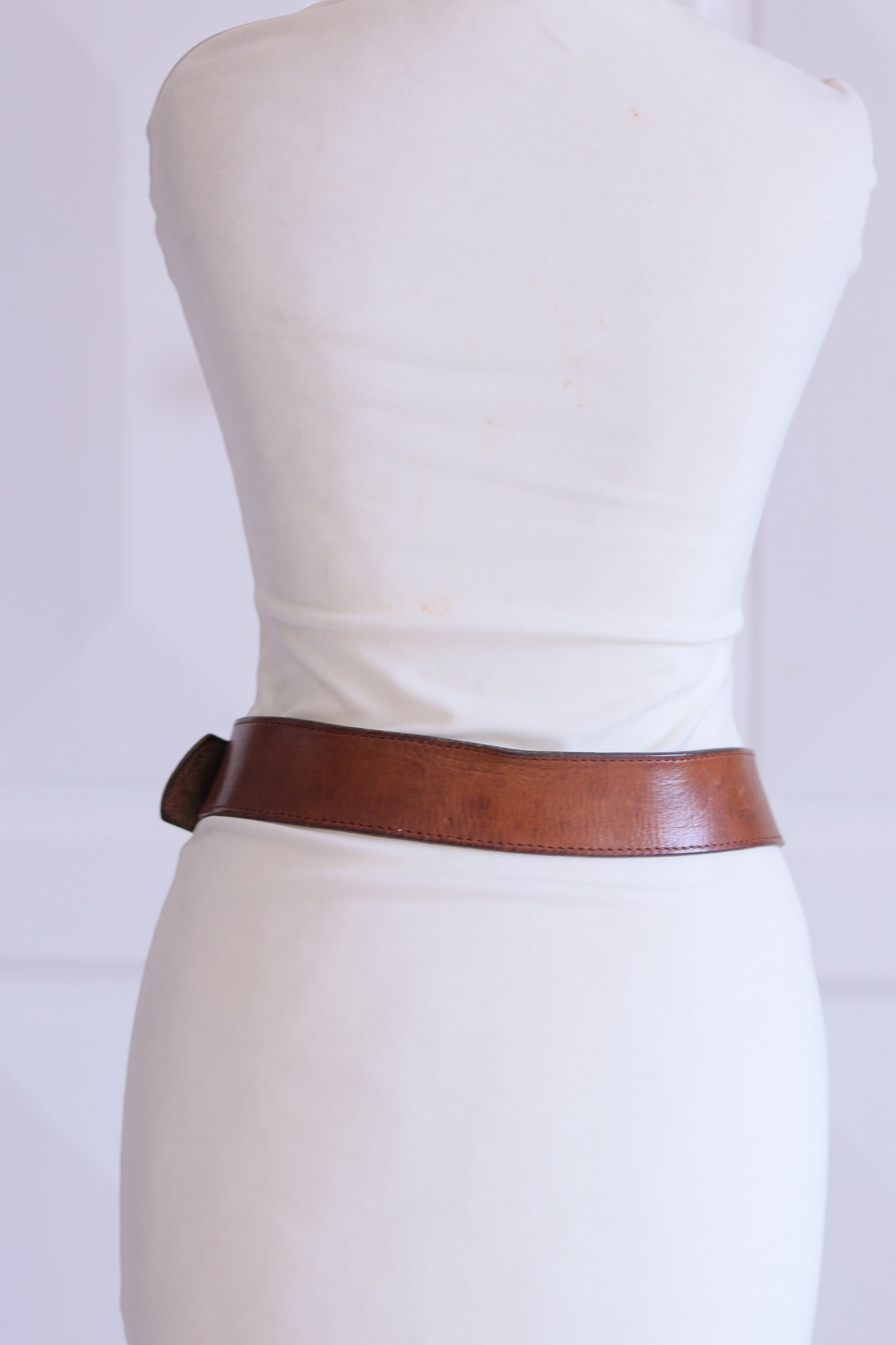 Ceinture cuir marron artisanale