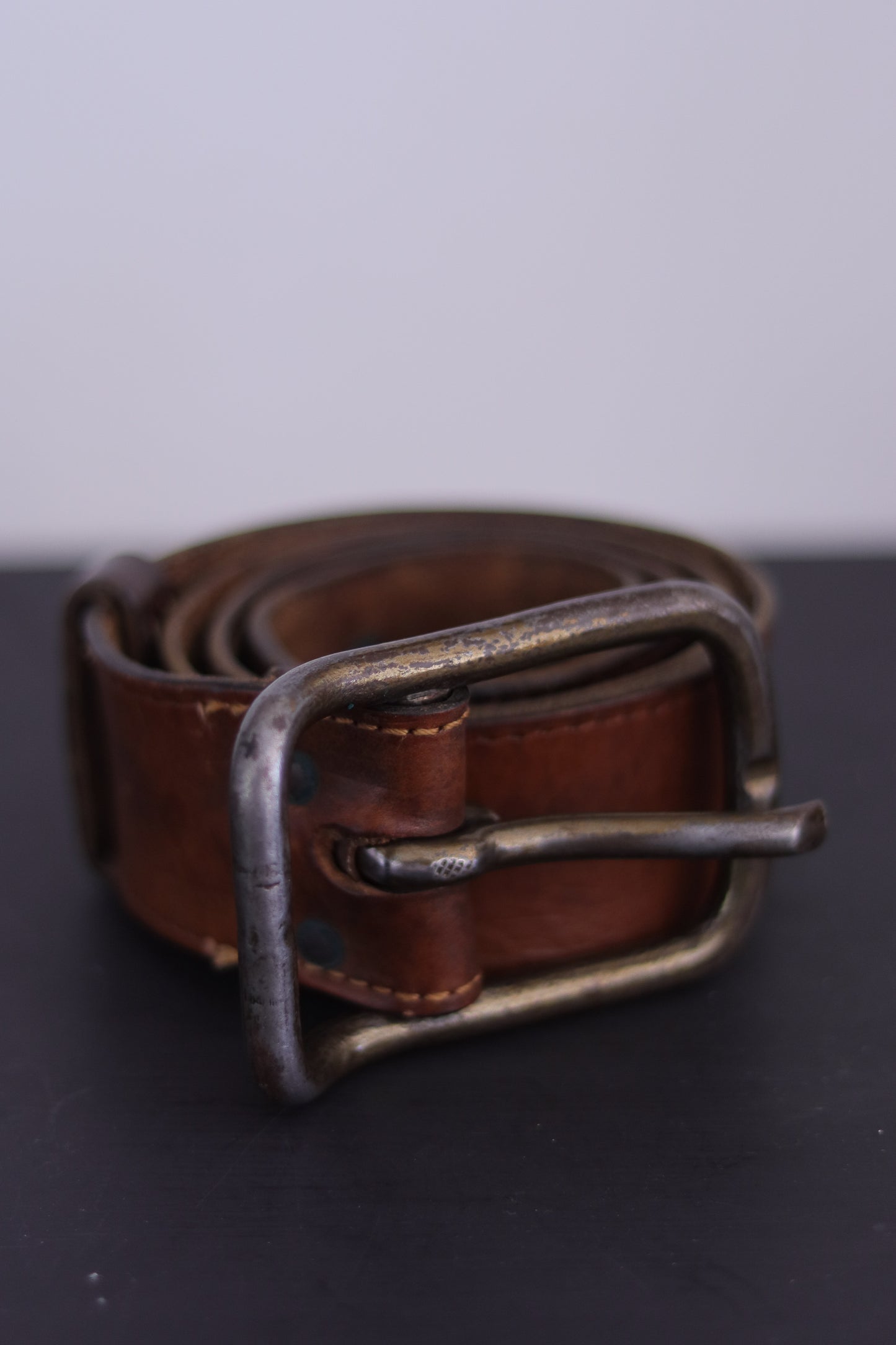 Ceinture cuir marron artisanale