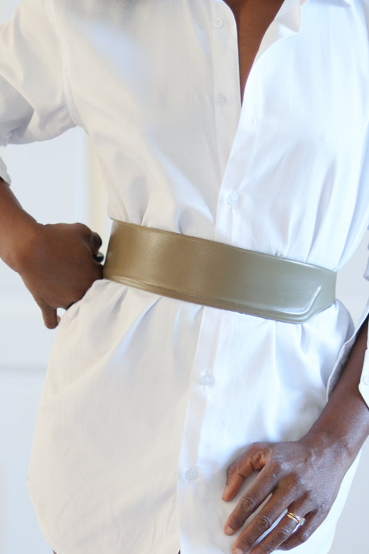 Ceinture large en cuir