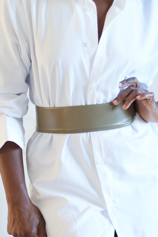 Ceinture large en cuir