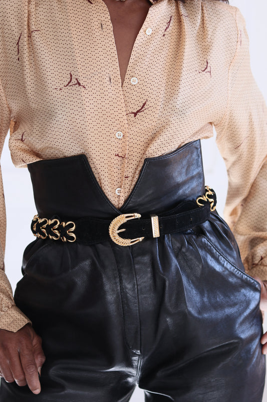 Ceinture vintage métal et velours