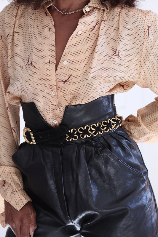 Ceinture vintage métal et velours