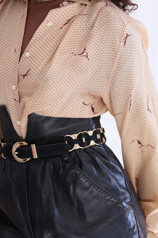 Ceinture vintage métal et daim