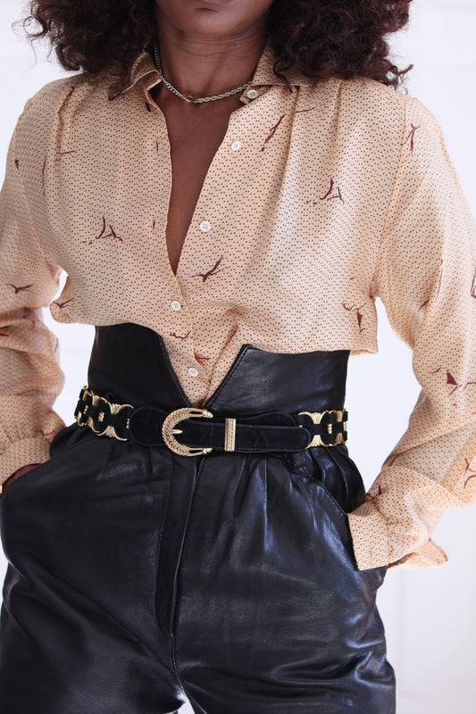 Ceinture vintage métal et daim