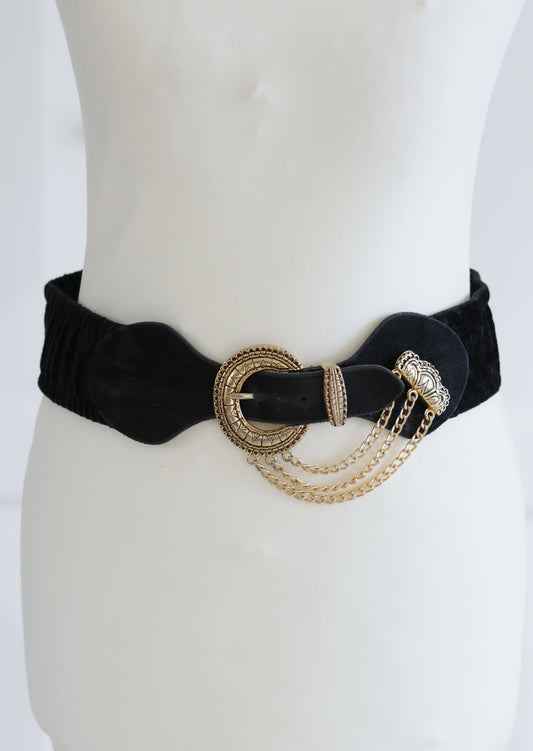 Ceinture vintage en velours et daim