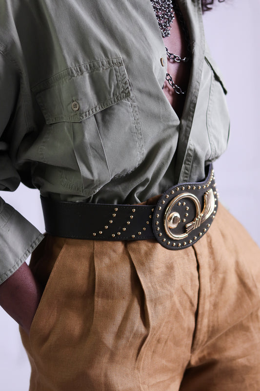 Ceinture large vintage vert