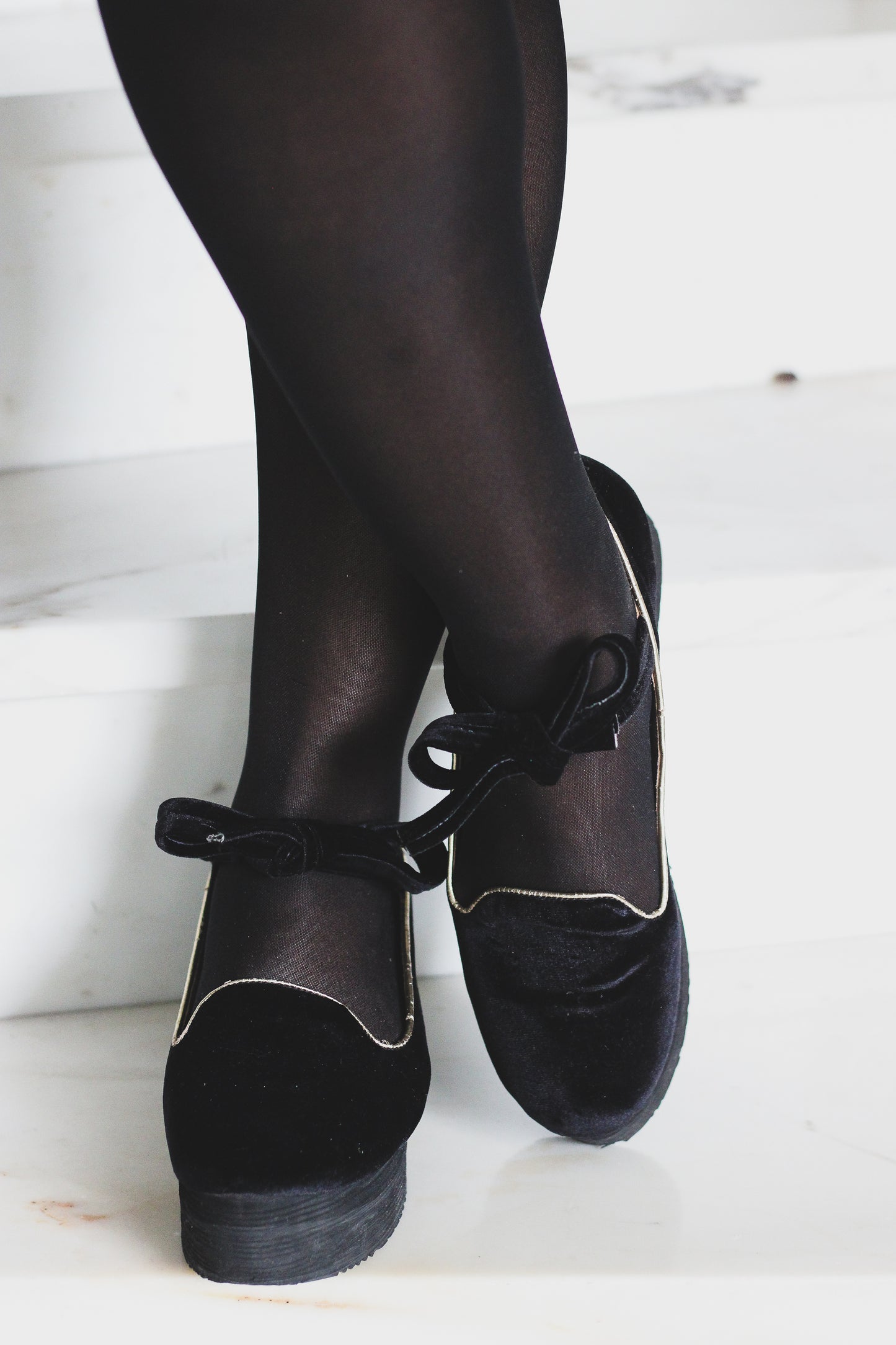 Chaussures noirs velours Faisan Argenté