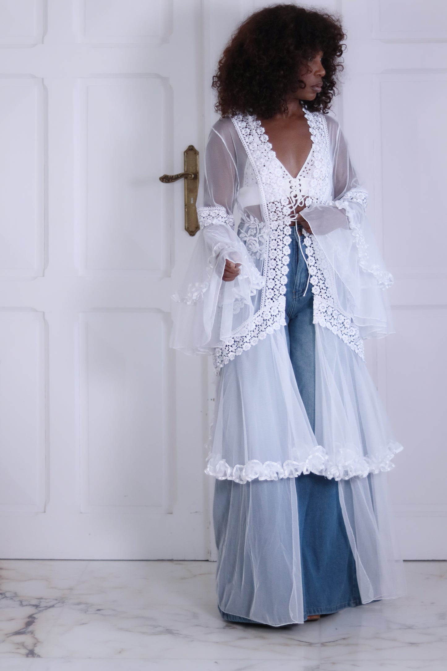 Chemise de nuit longue transparent