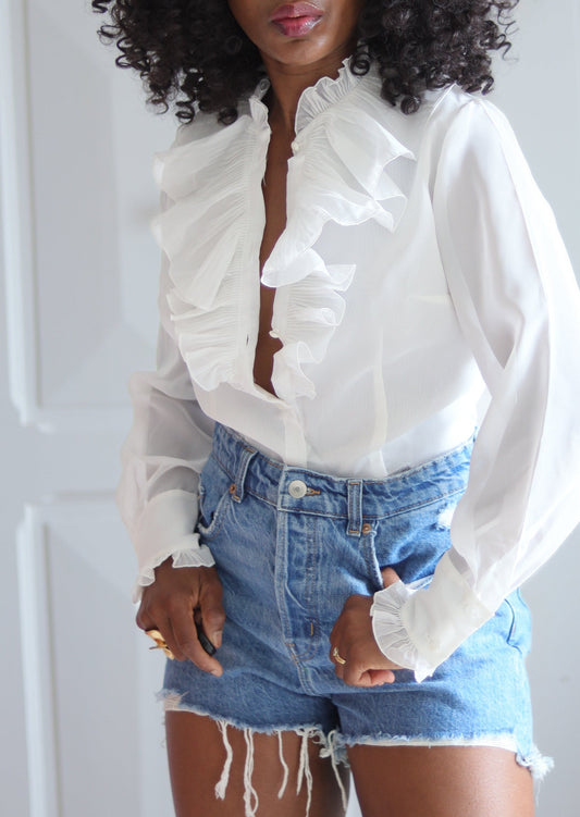 Chemisier vintage à col mousquetaire