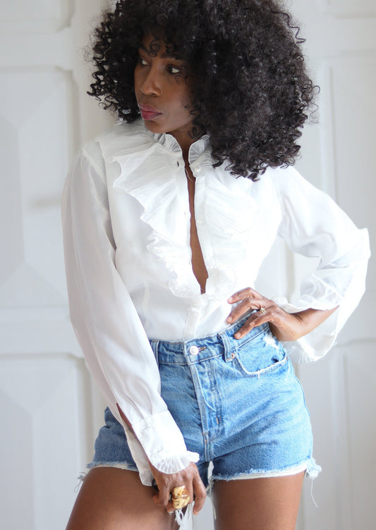 Chemisier vintage à col mousquetaire