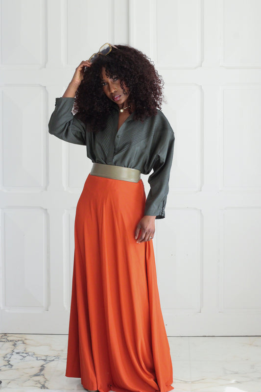 Chemisier en soie vert kaki