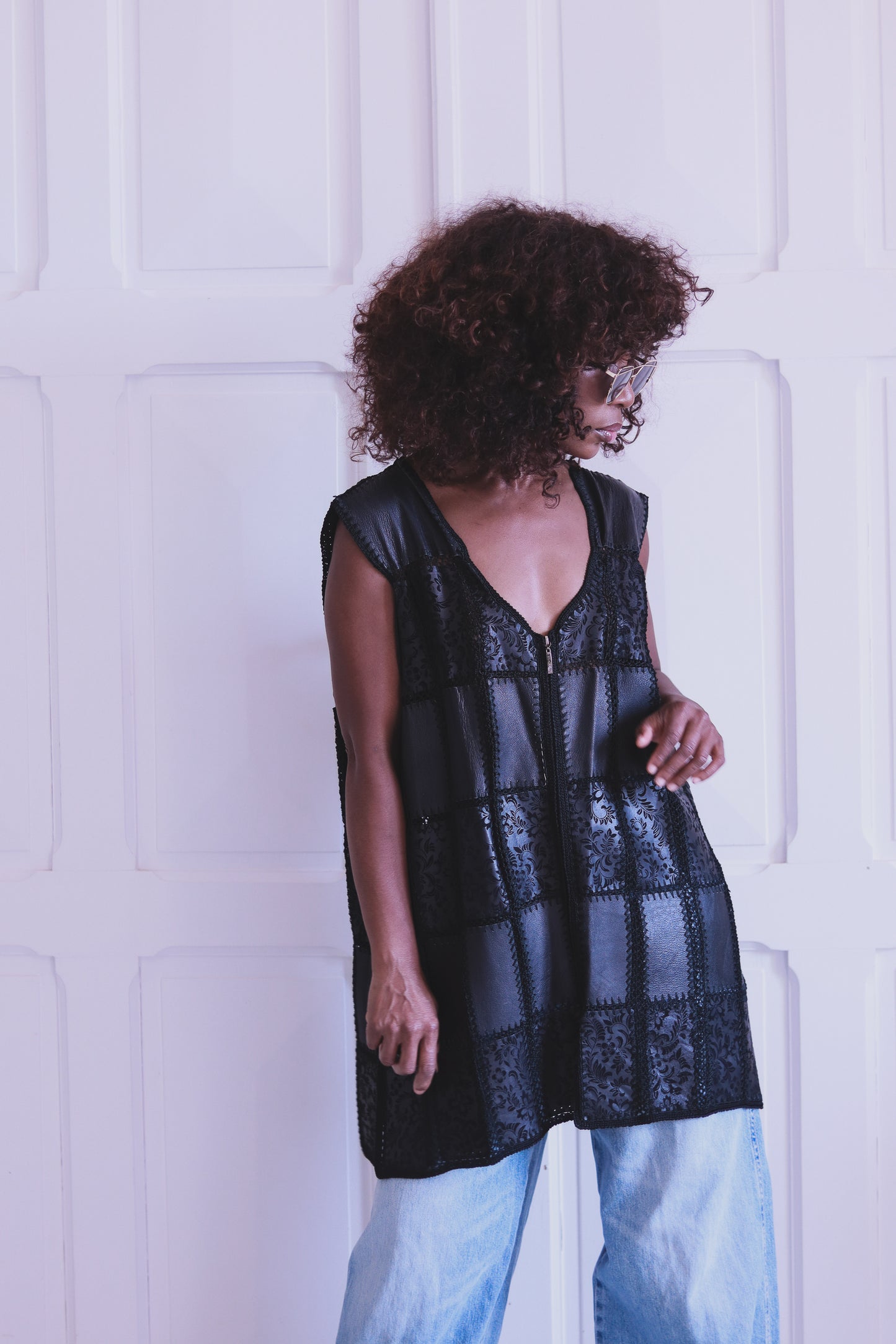 Gilet cuir et tricot
