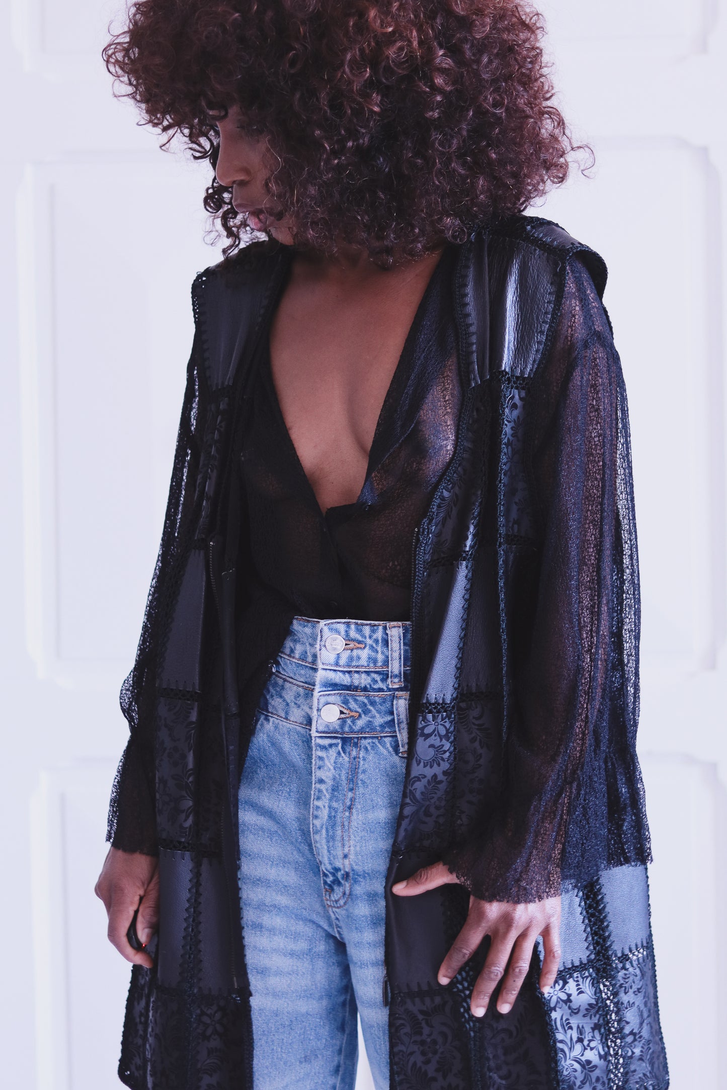 Gilet cuir et tricot