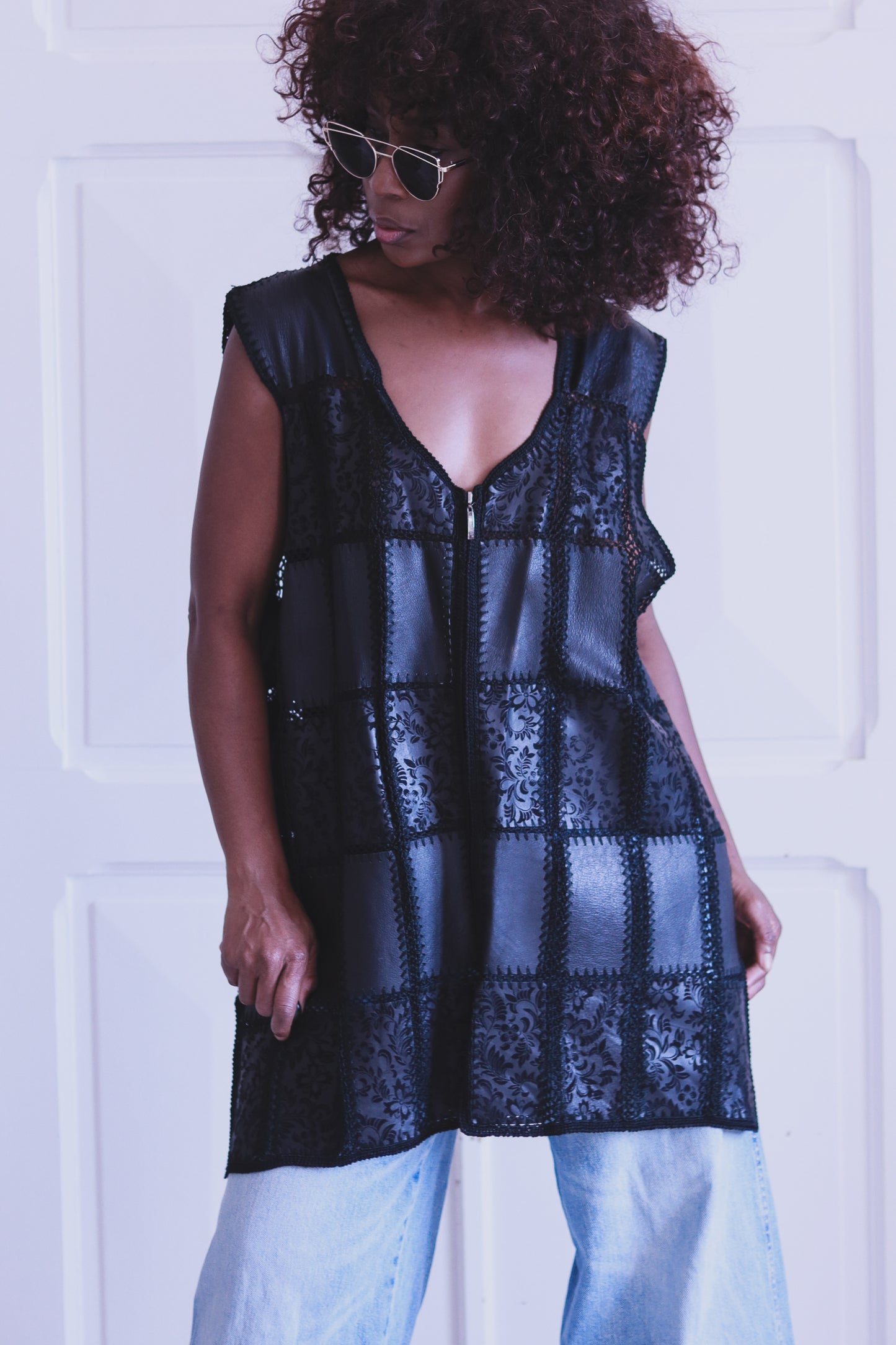 Gilet cuir et tricot