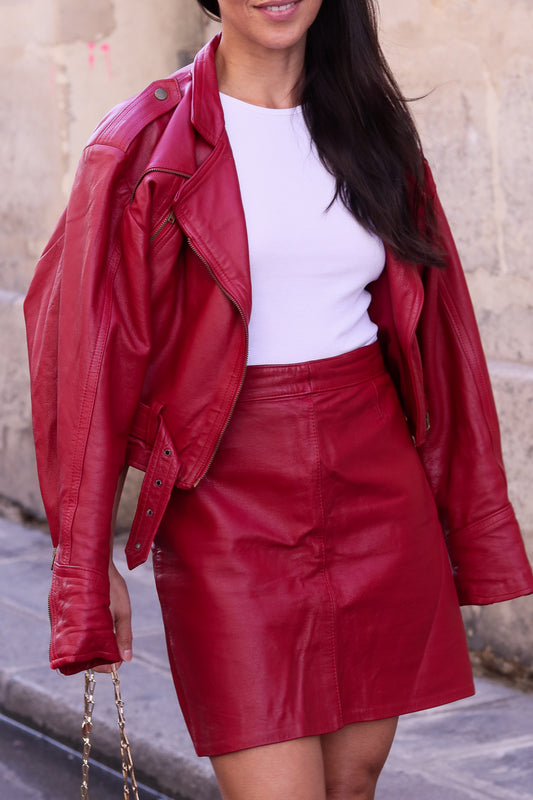 Ensemble vintage cuir rouge