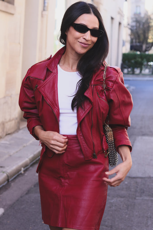 Ensemble vintage cuir rouge