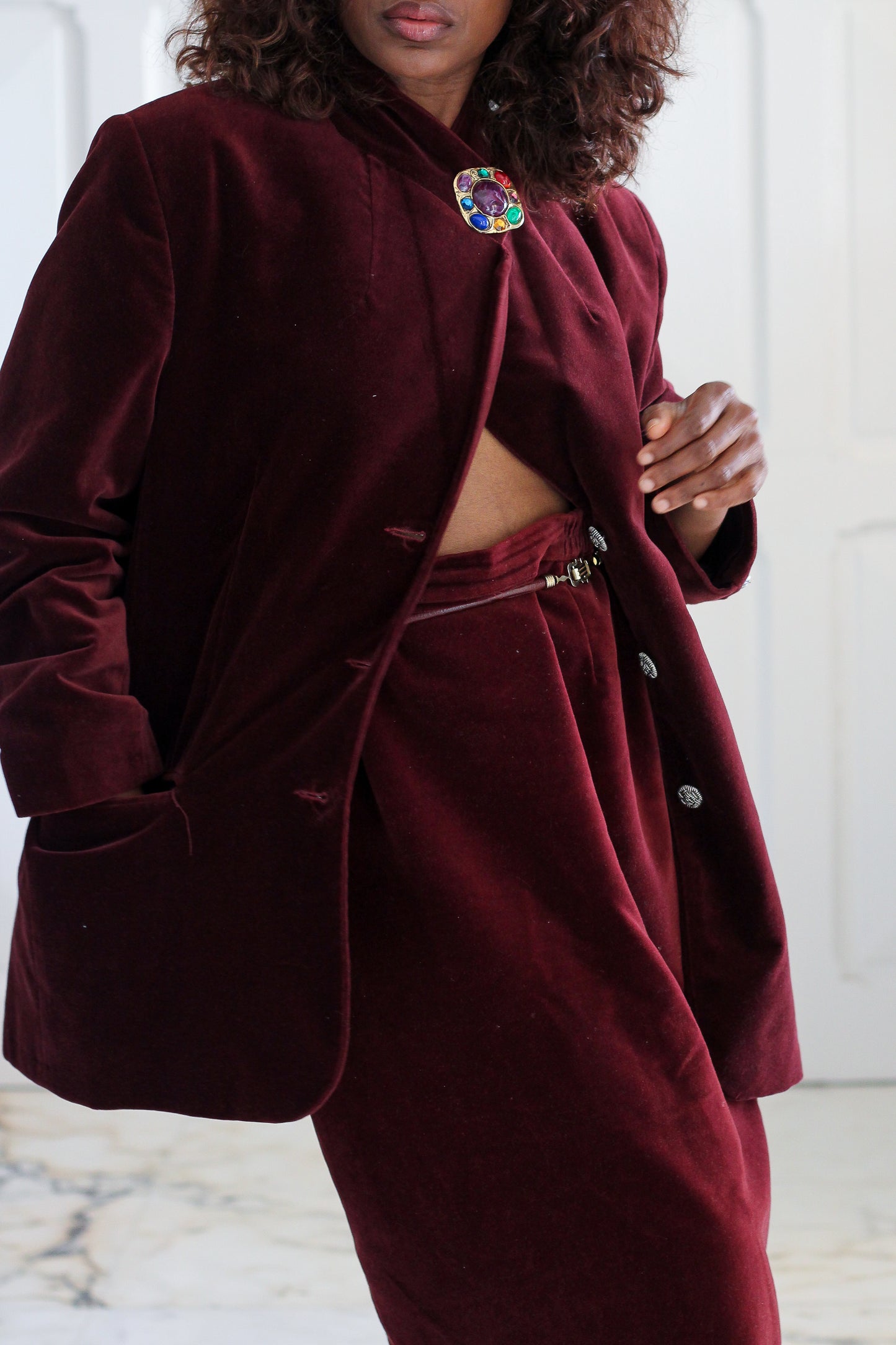 Taillissime ensemble jupe velours burgundy
