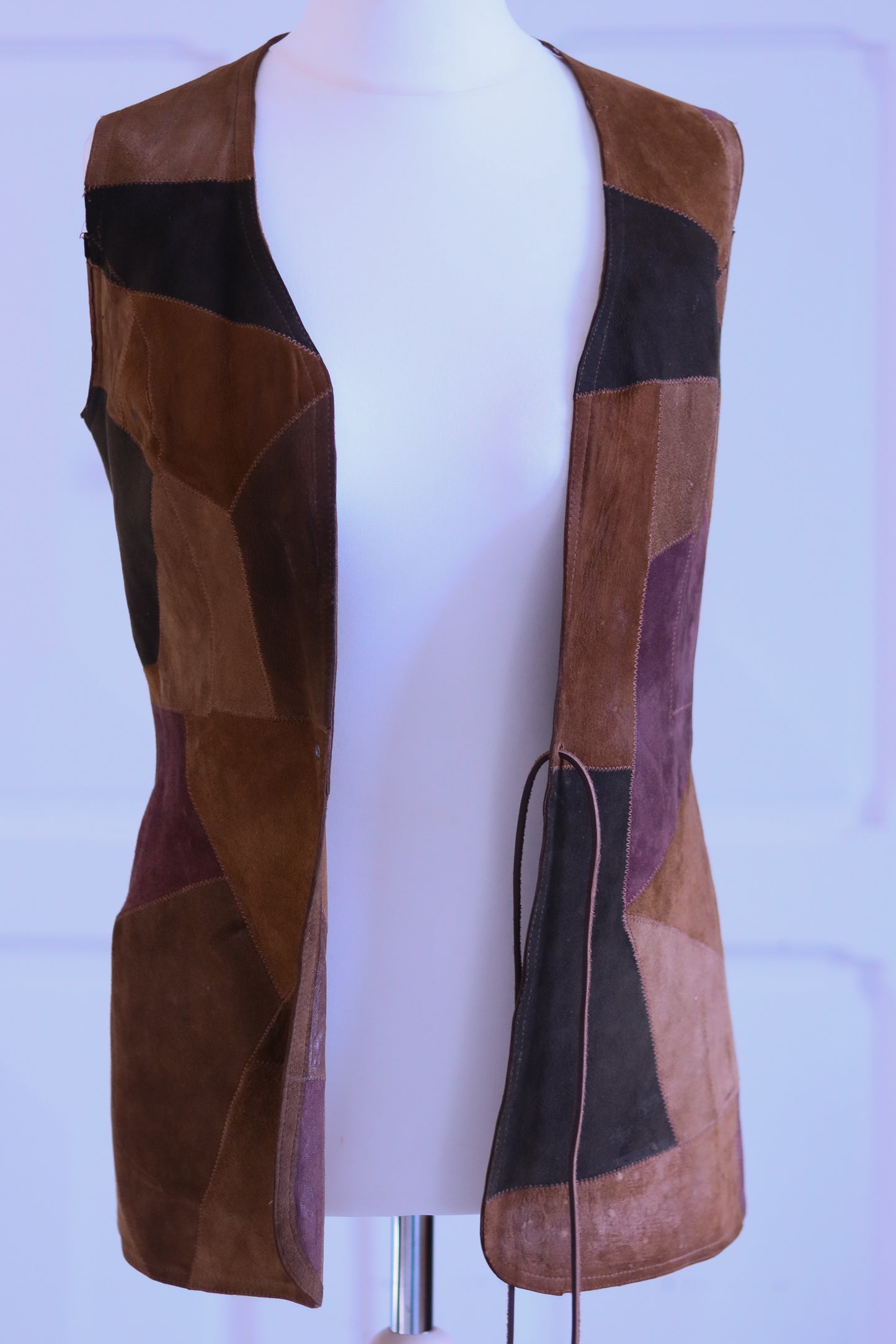 Gilet cuir patchwork