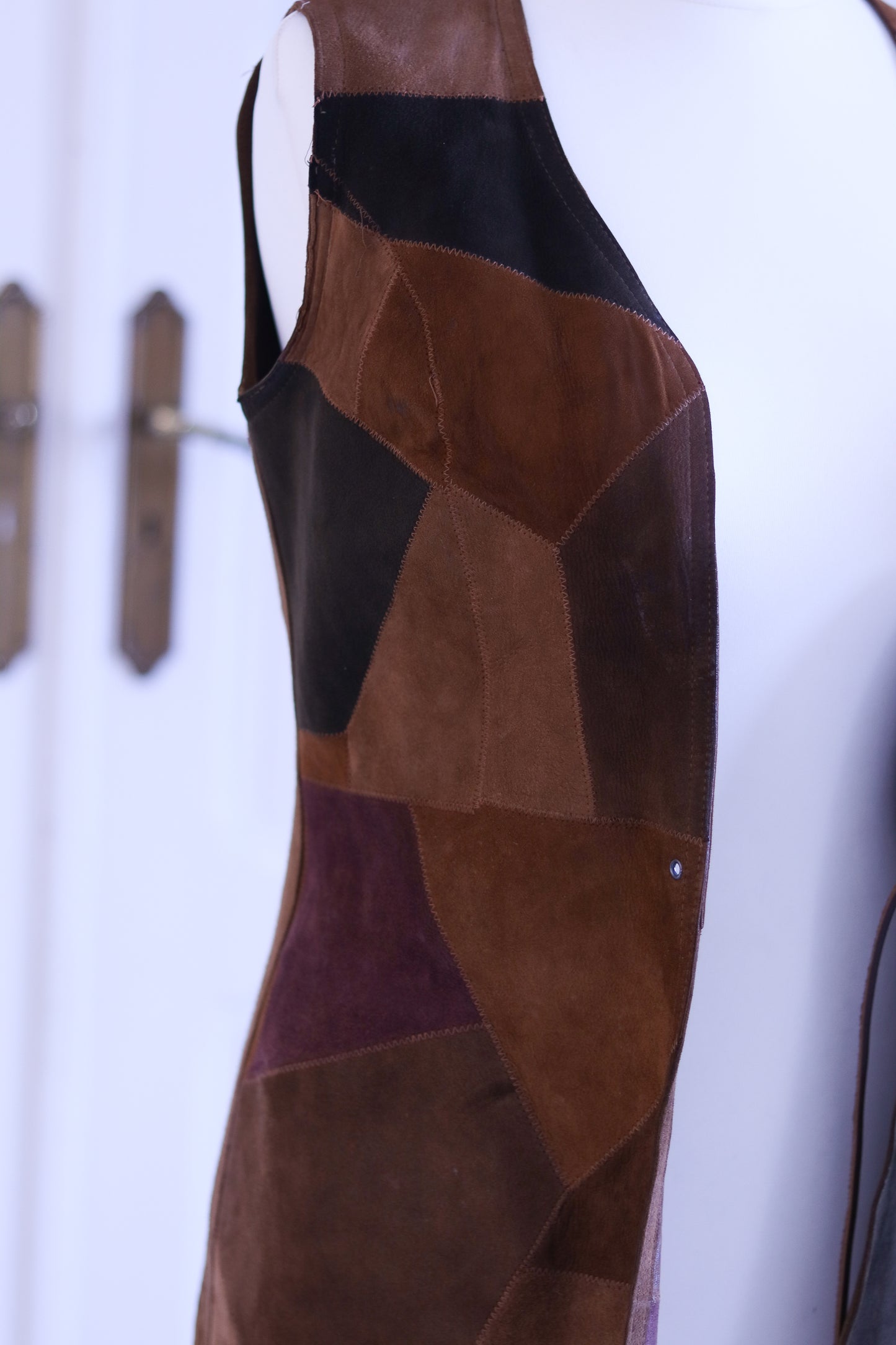 Gilet cuir patchwork