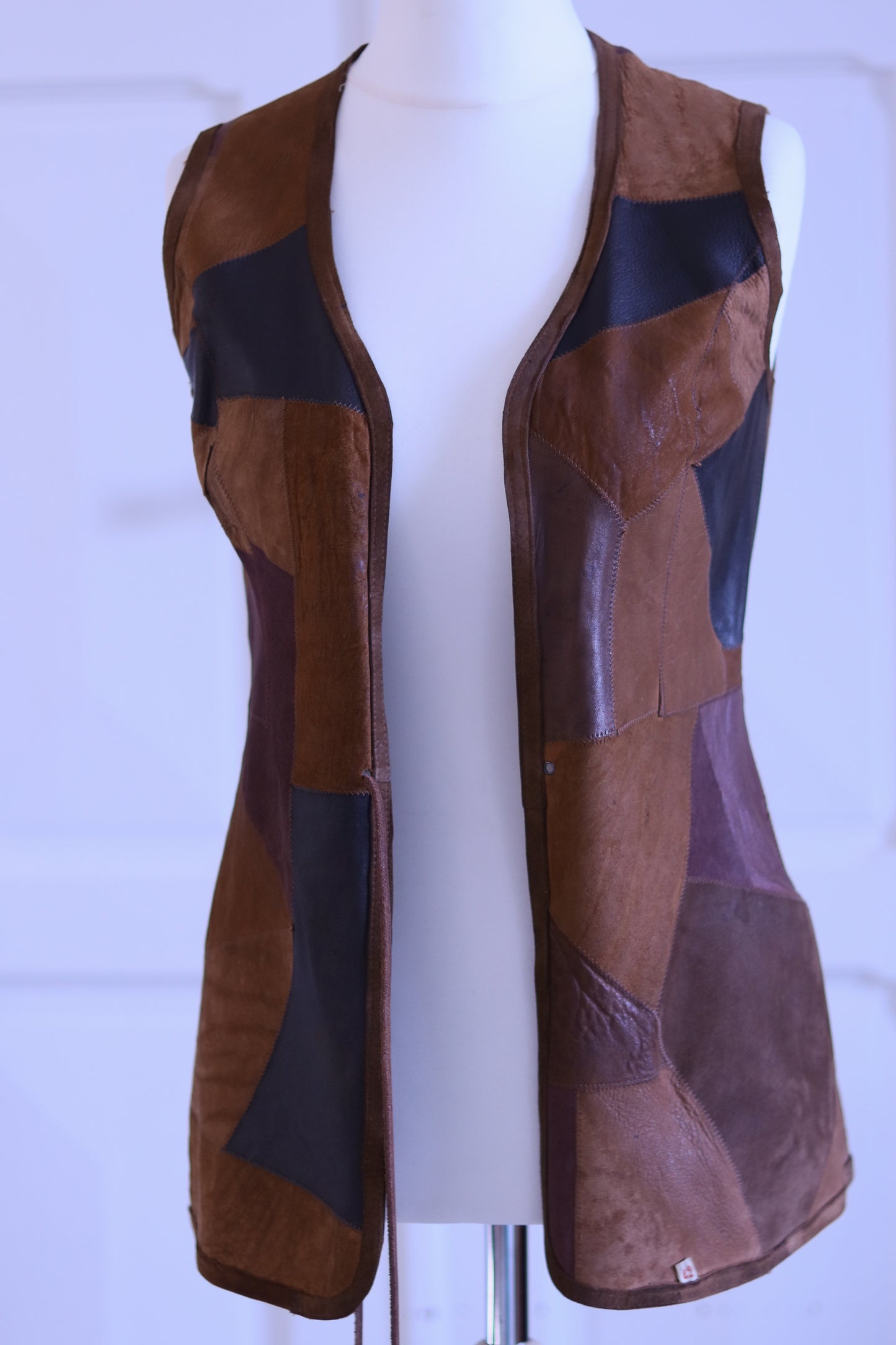 Gilet cuir patchwork