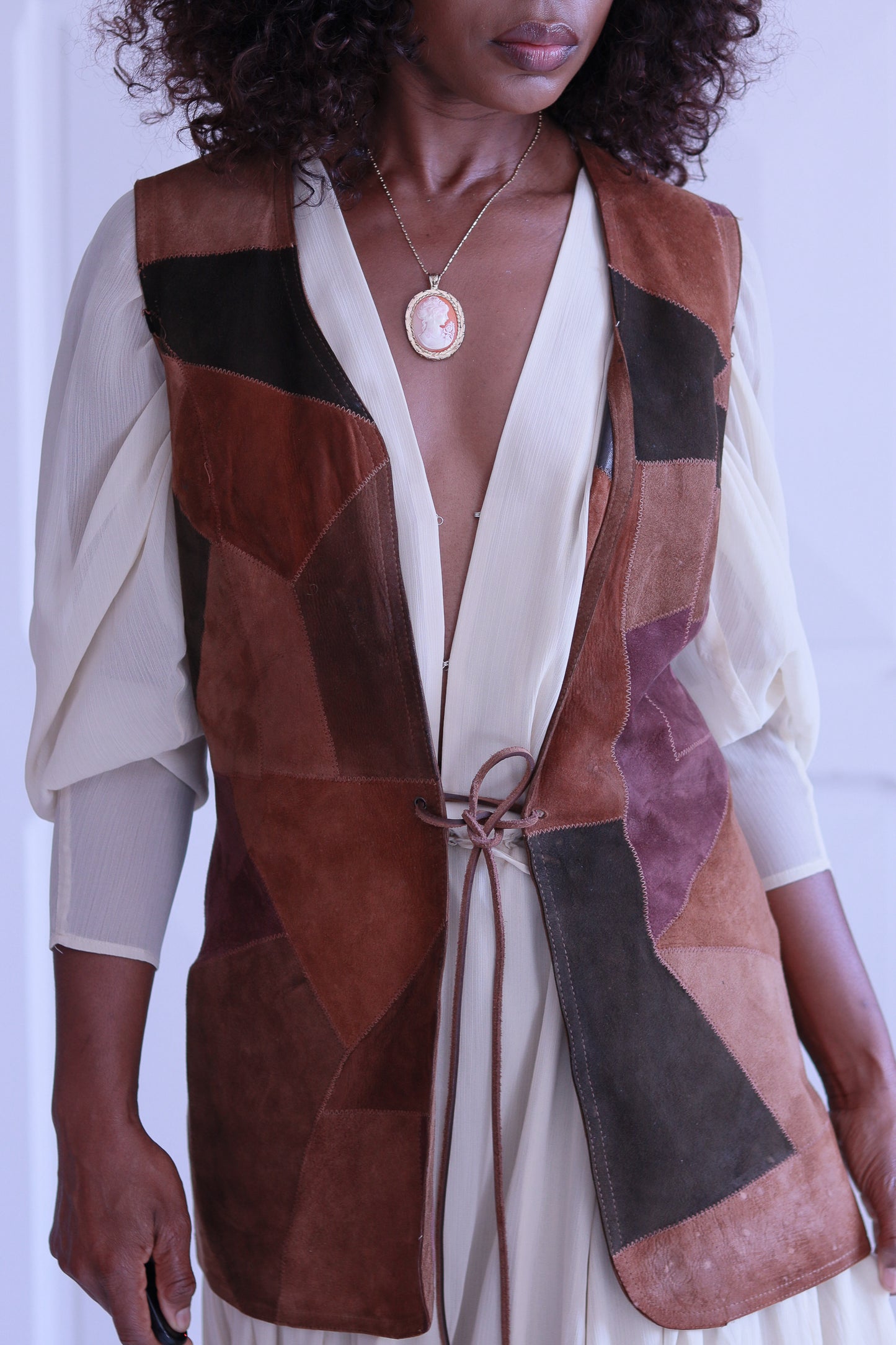 Gilet cuir patchwork