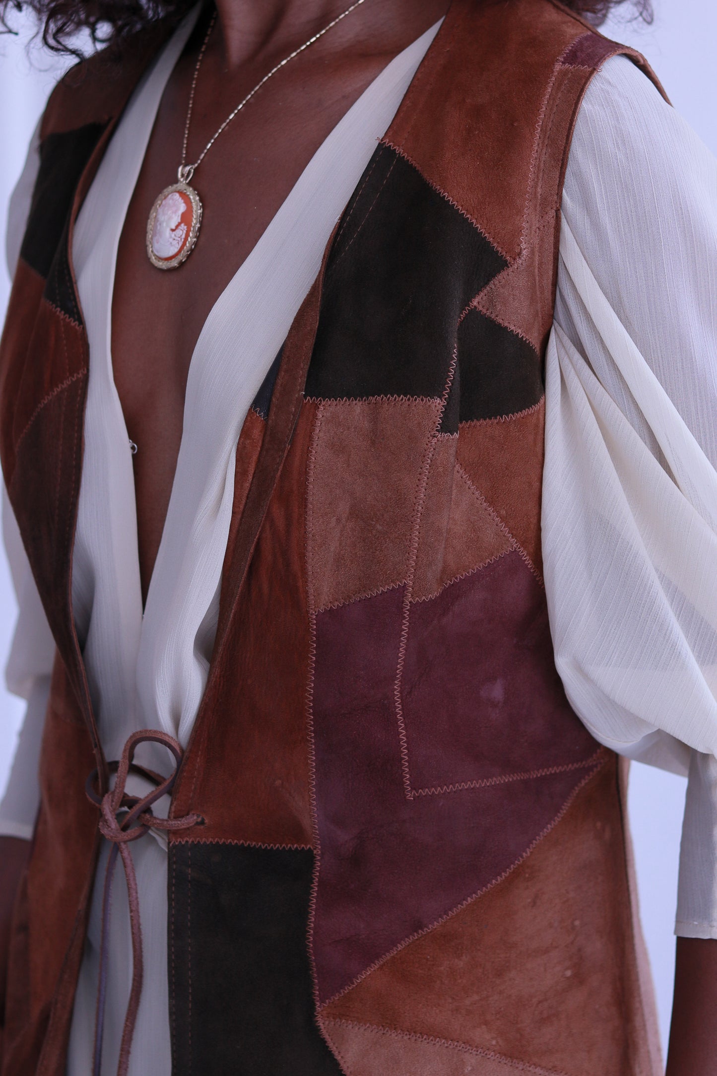 Gilet cuir patchwork