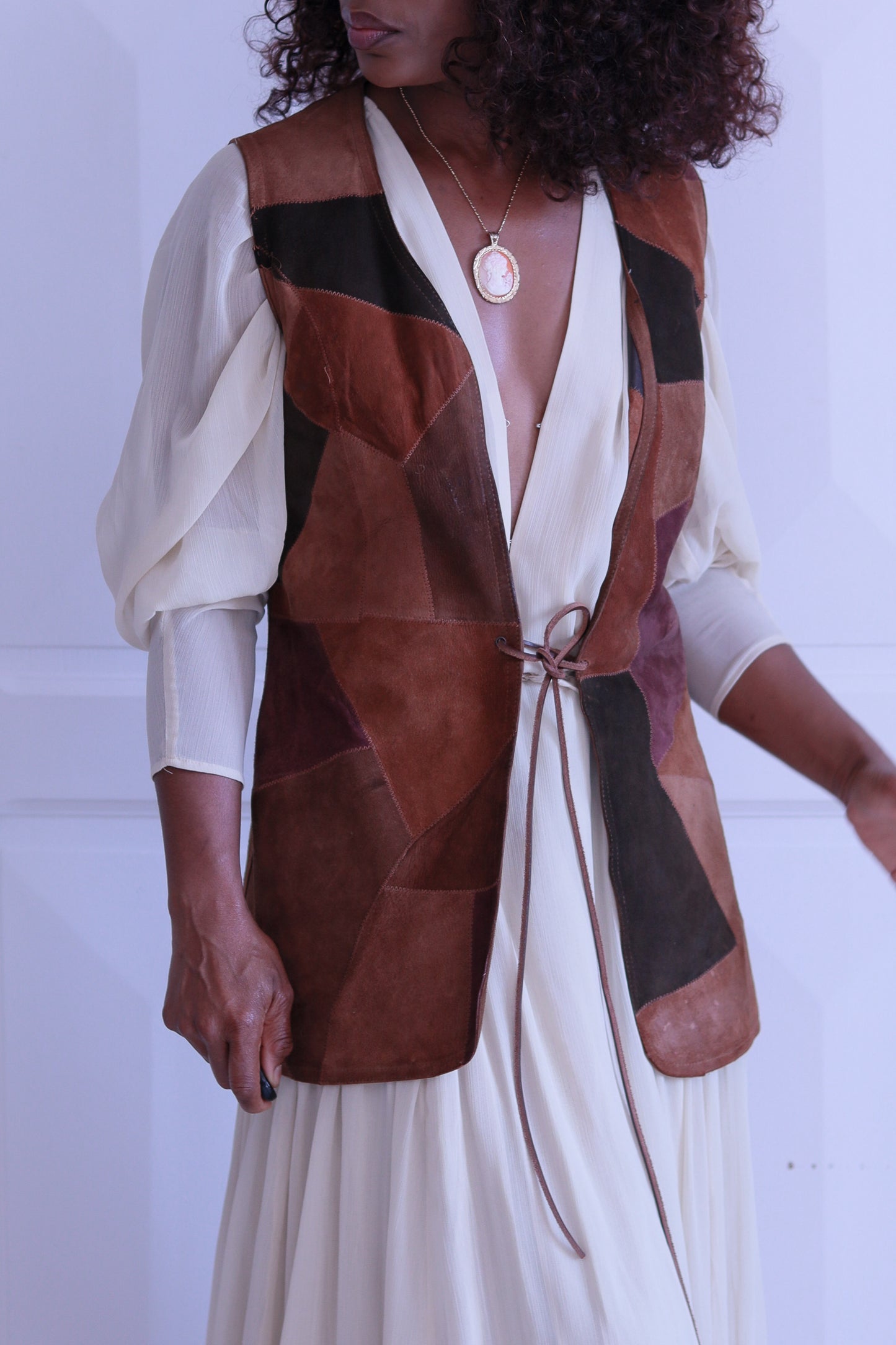 Gilet cuir patchwork
