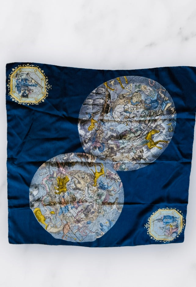 Foulard soie à motifs cartographies