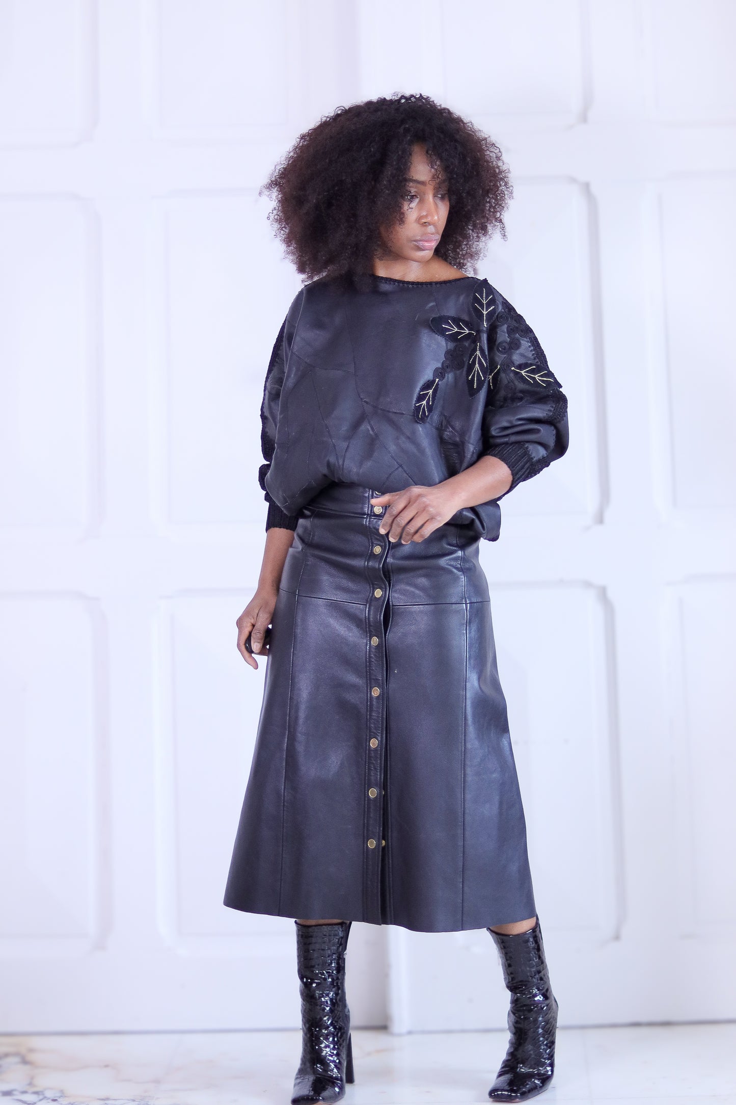 haut en cuir vintage