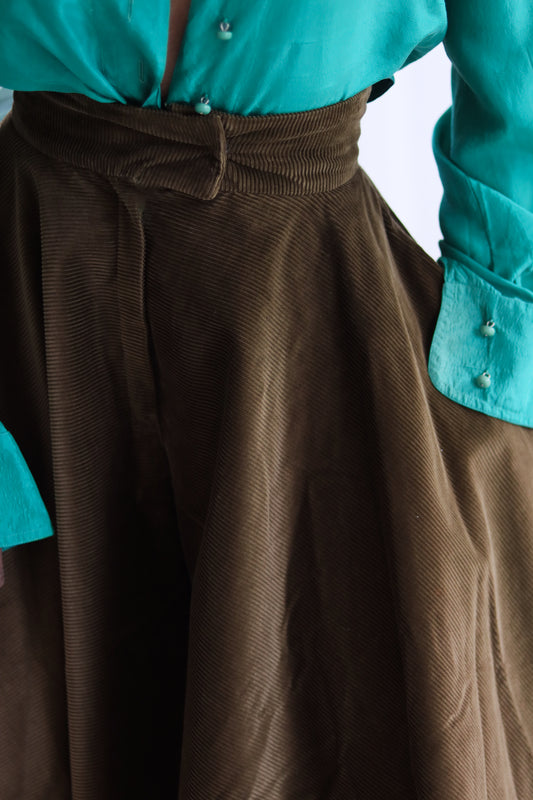 E&E jupe culotte en velours côtelé