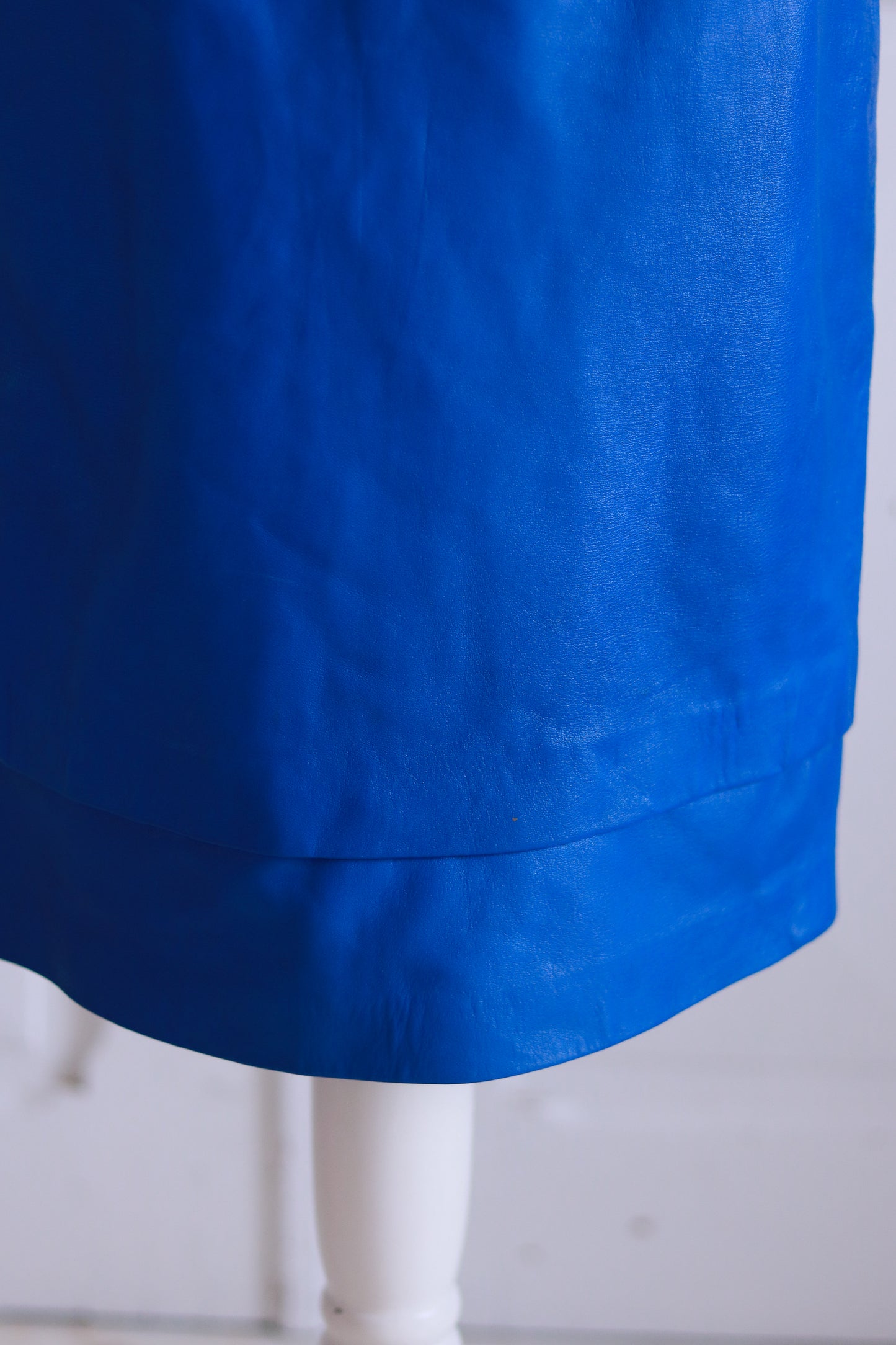 Jupe taille haute cuir bleu