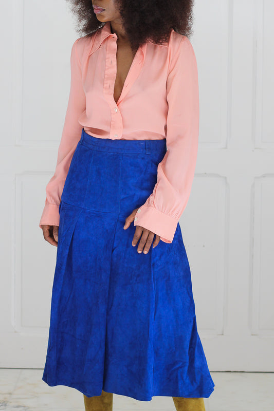 Jupe cuire suédé bleu