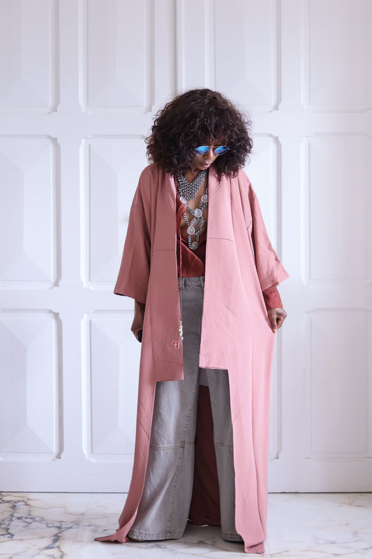 Fait main kimono rose pale