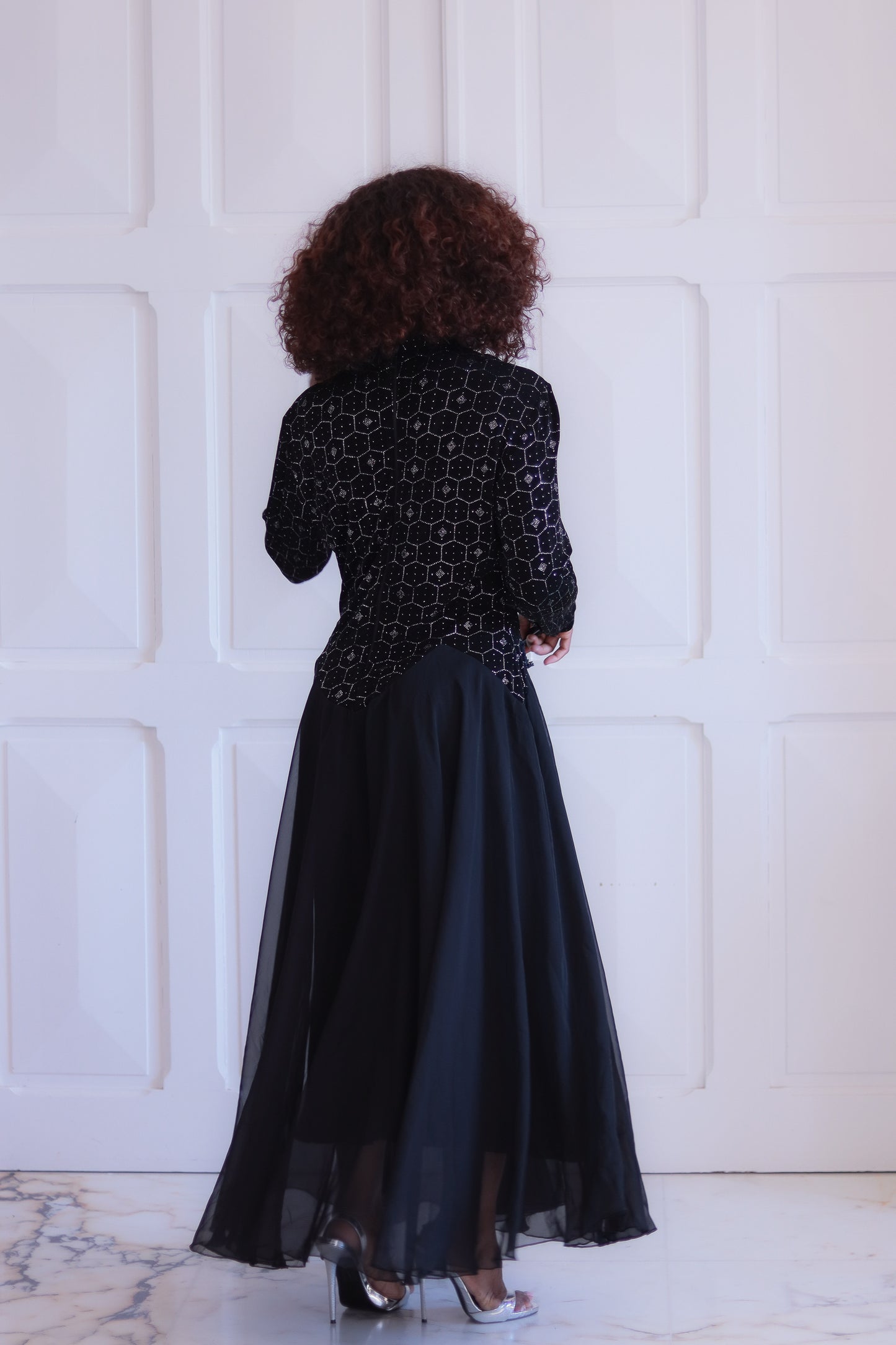 Longue robe cocktail années 80