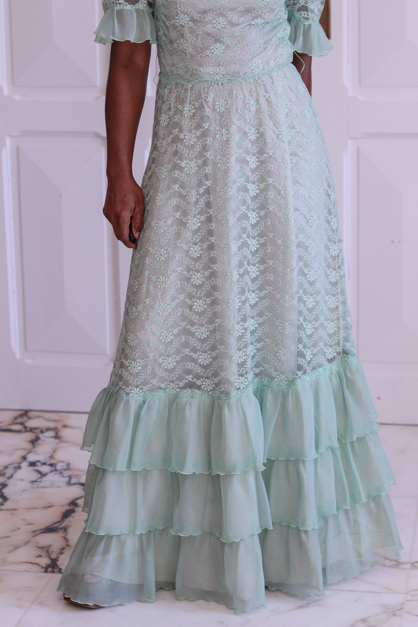 Robe en dentelle vert d'eau