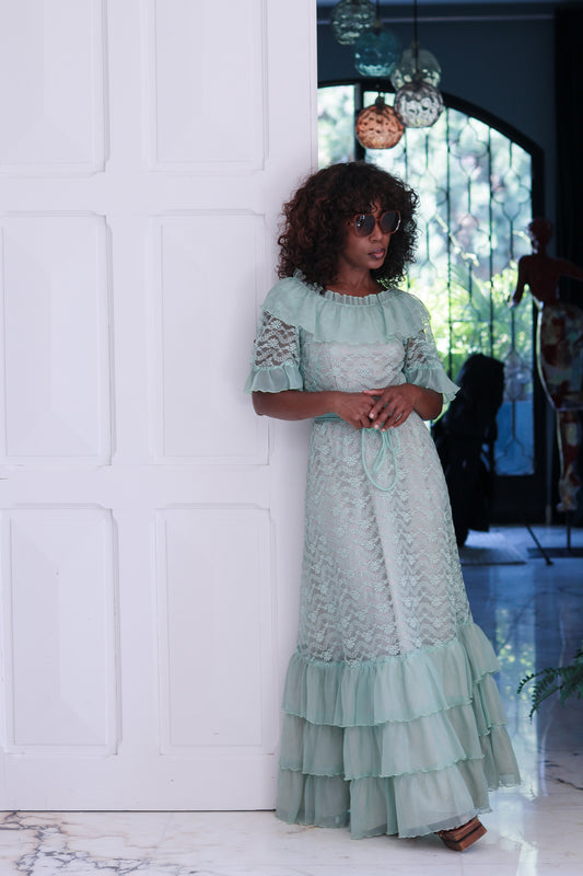 Robe en dentelle vert d'eau