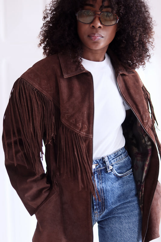 Alain Gabai veste cowboy à franges cuir daim