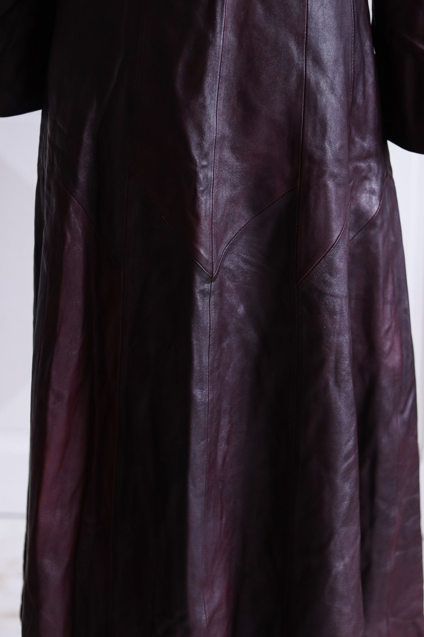 Arturo longue veste en cuir avec col fourrure