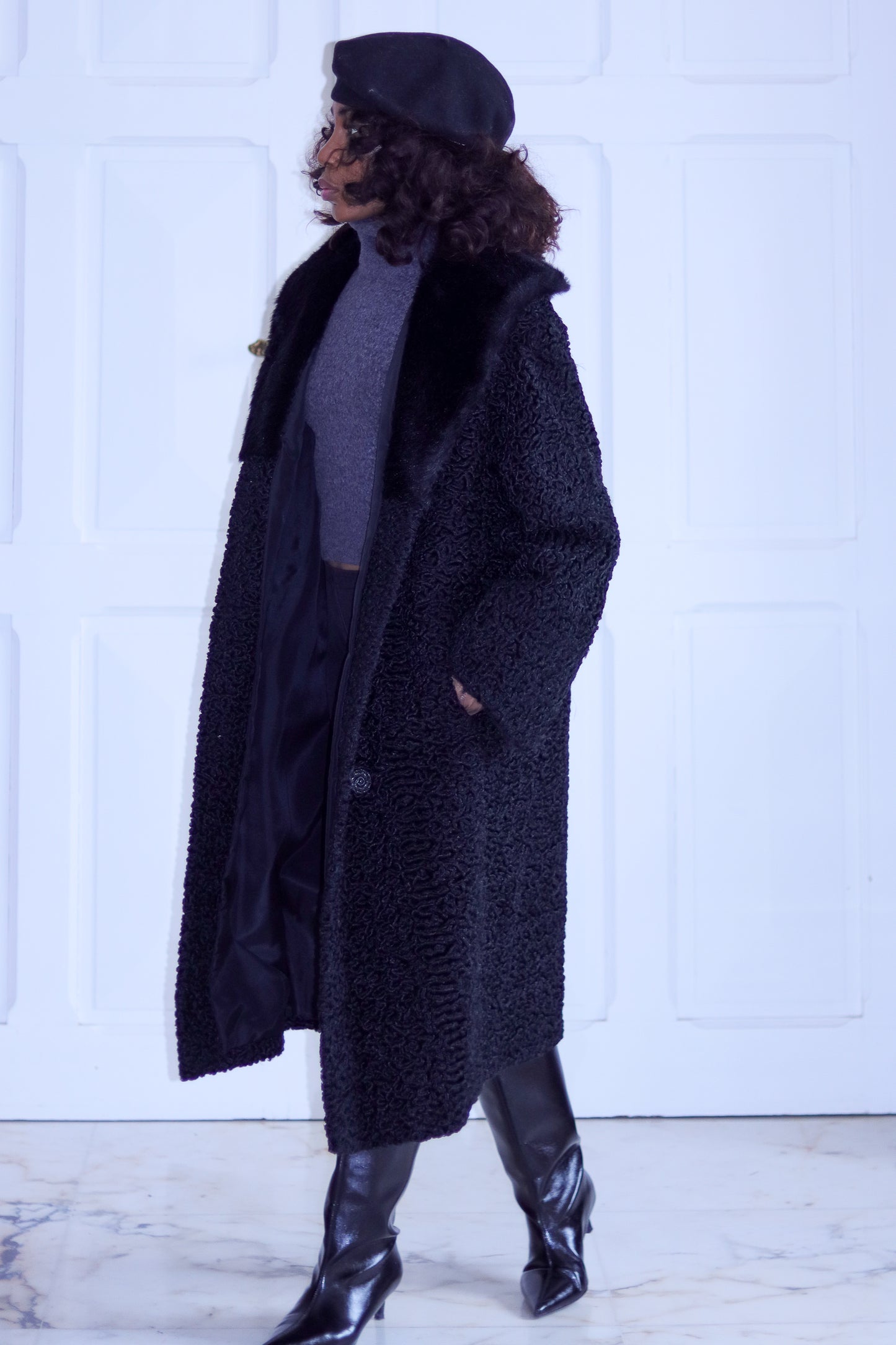 Fait main manteau astrakan