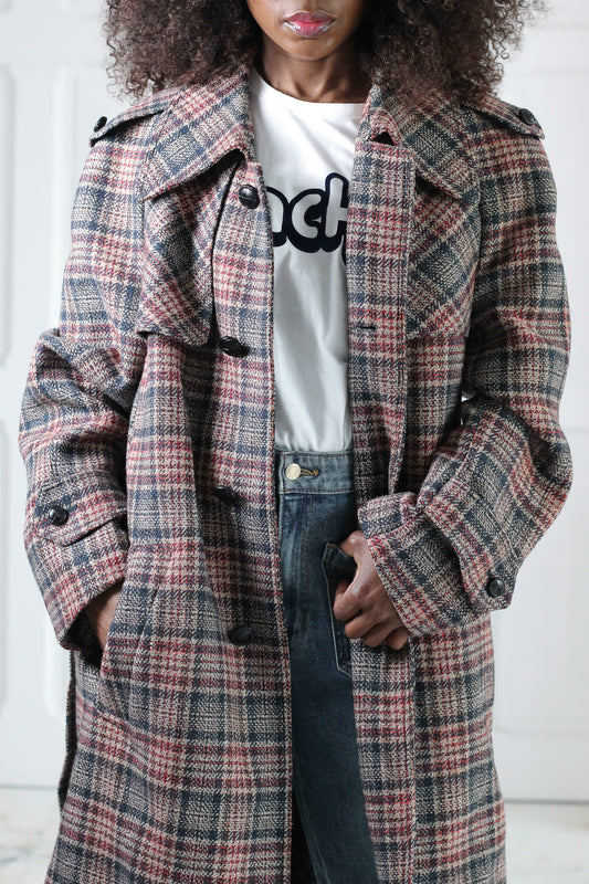 Manteau à motifs carreaux