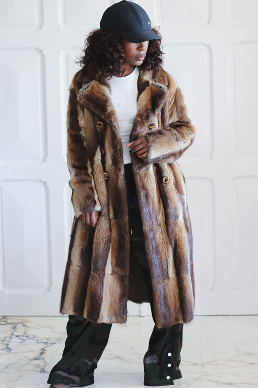 Manteau long vintage en fourrure