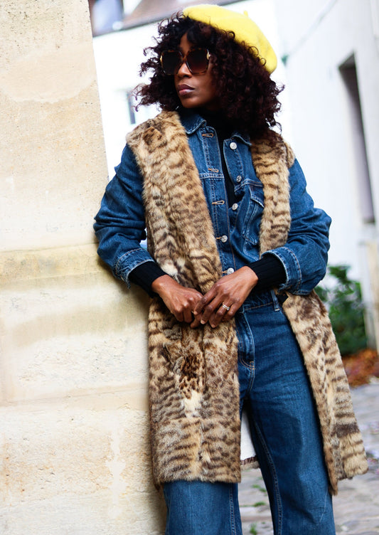 FAIT MAIN veste sans manches fourrure