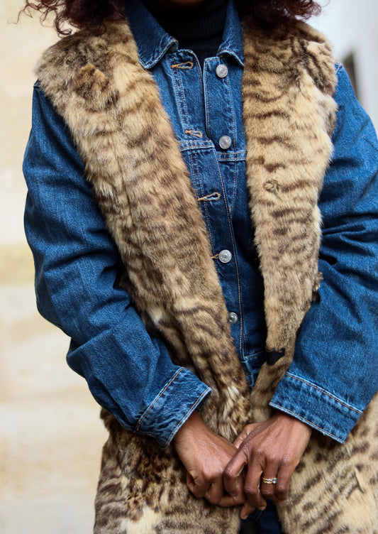 FAIT MAIN veste sans manches fourrure