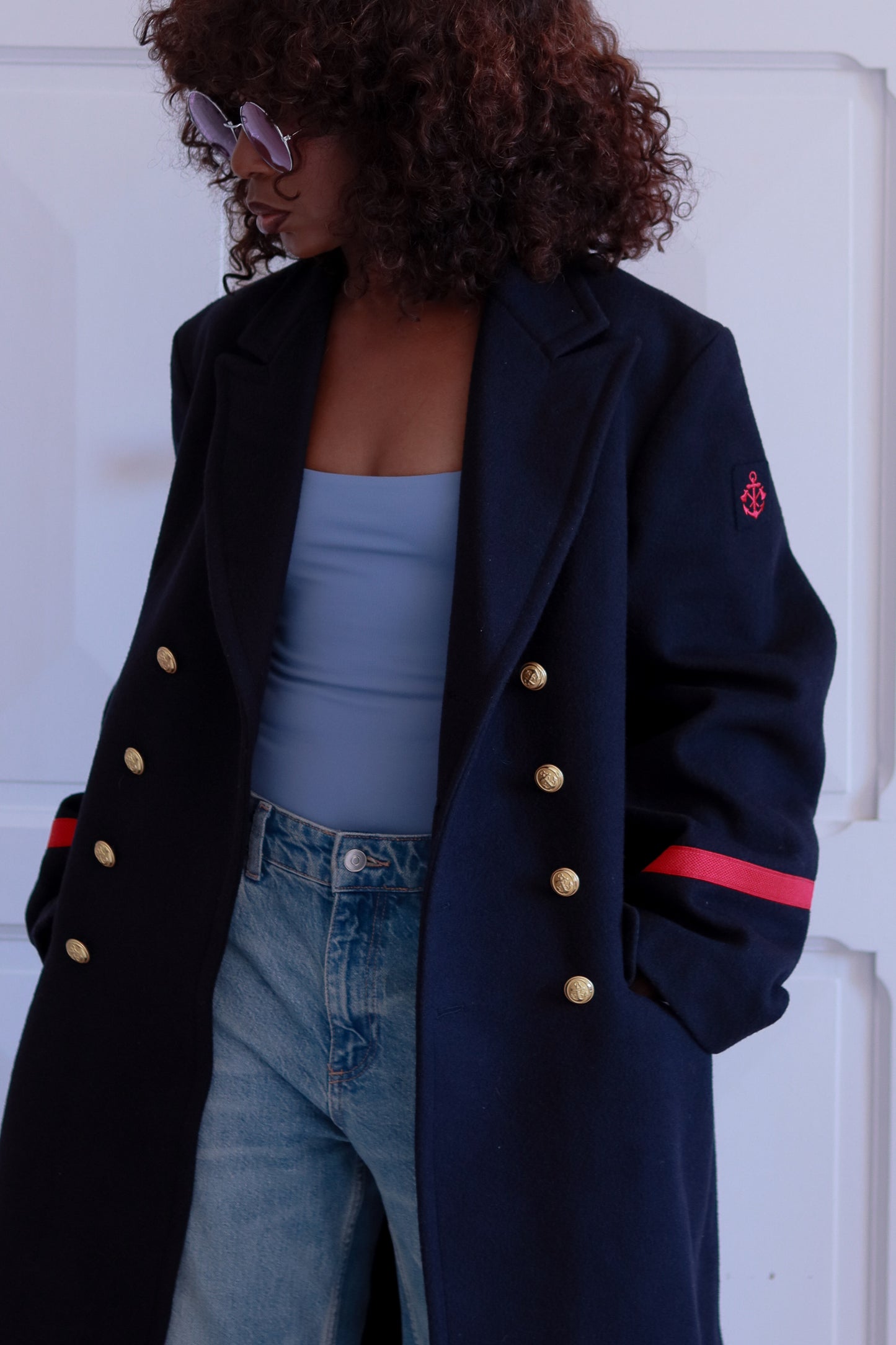 Manteau officier marine en laine