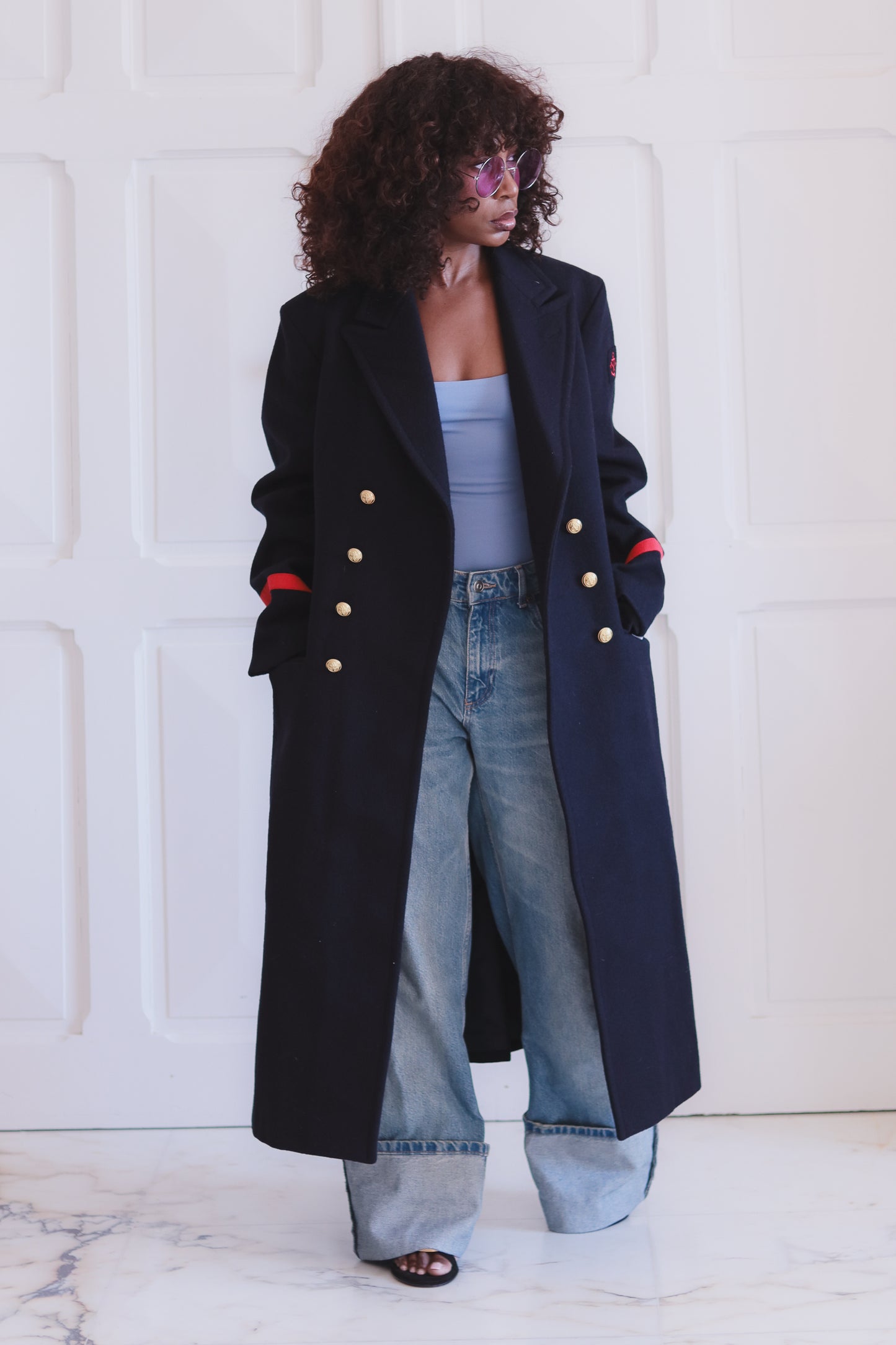 Manteau officier marine en laine