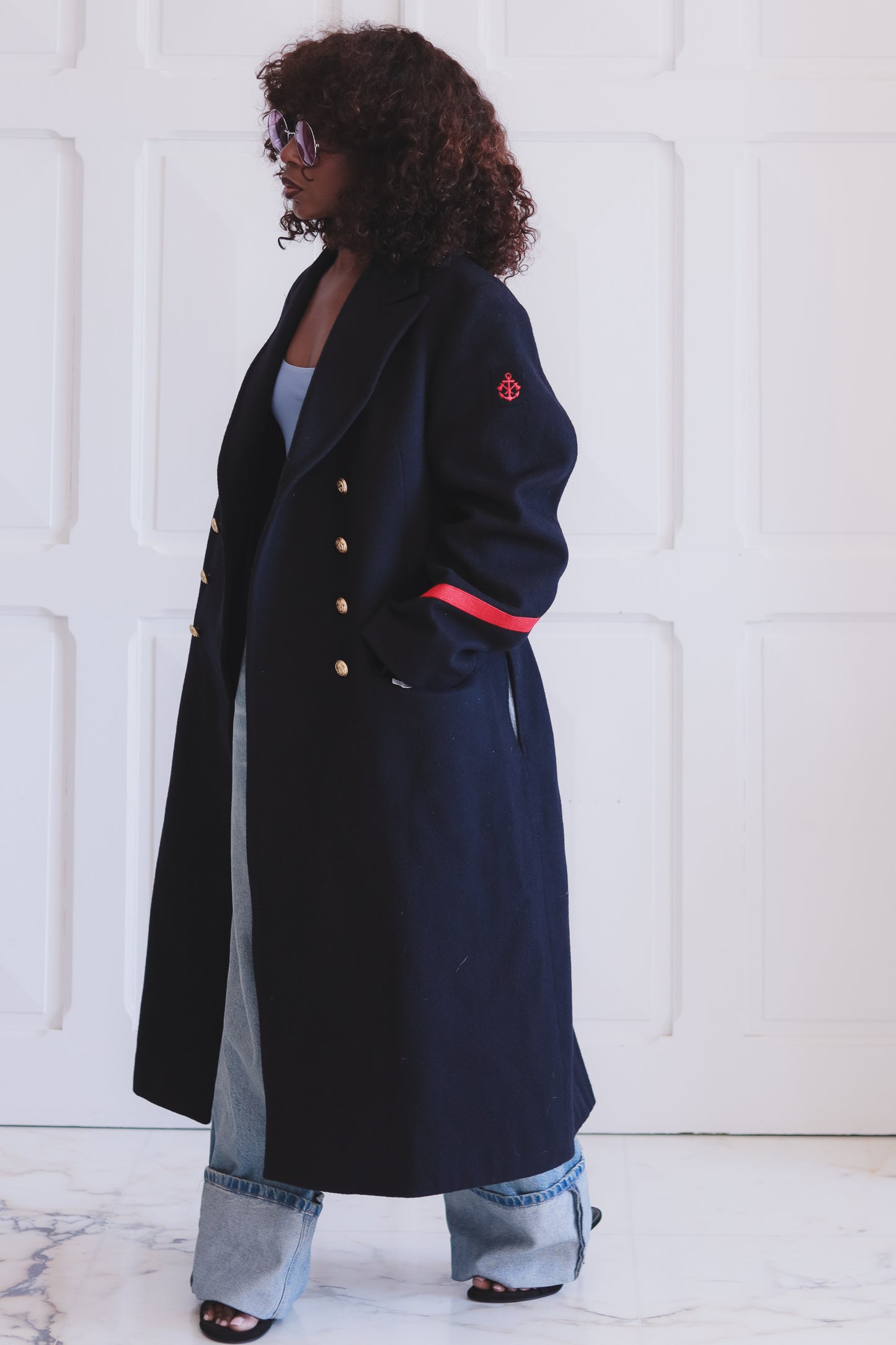 Manteau officier marine en laine