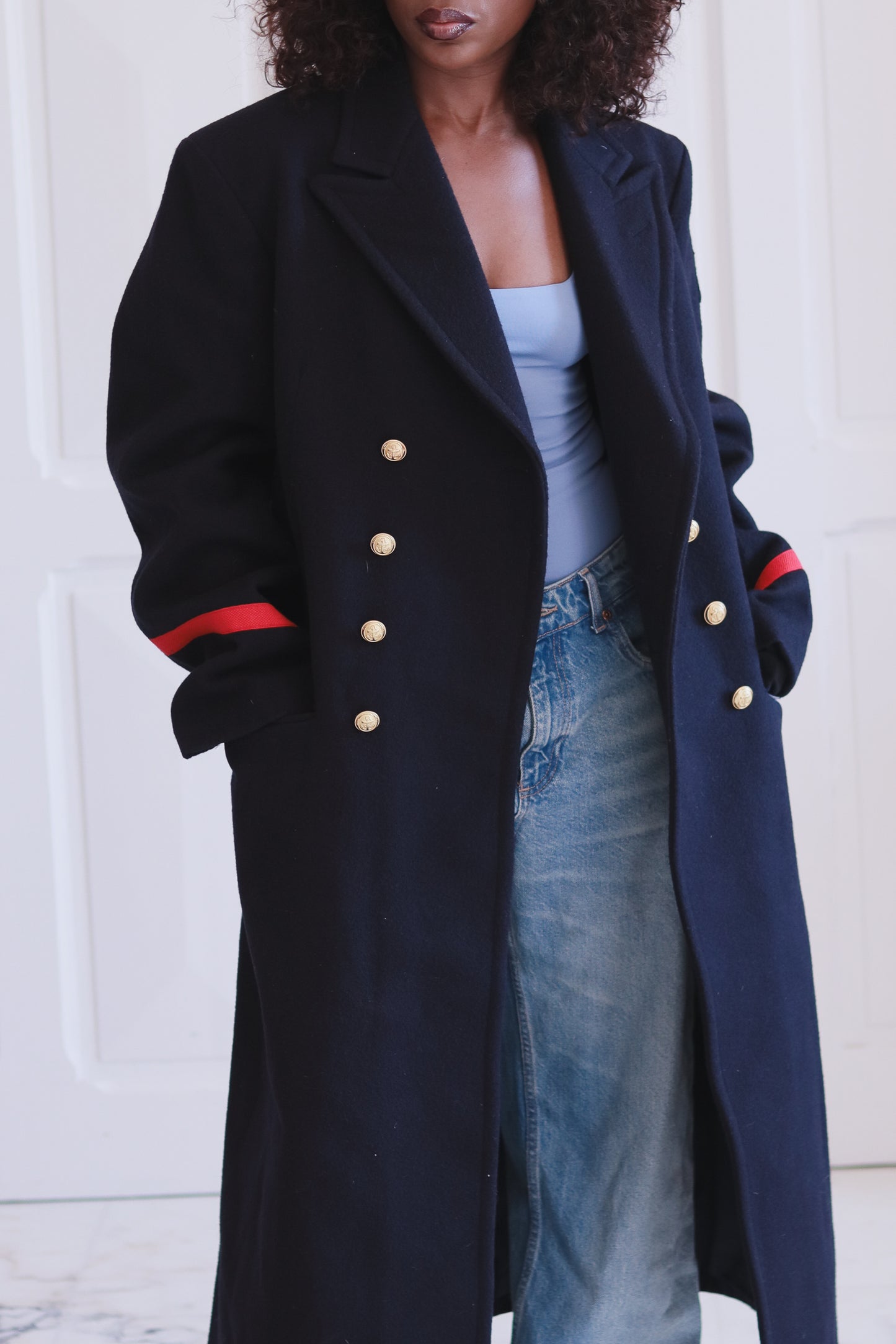 Manteau officier marine en laine