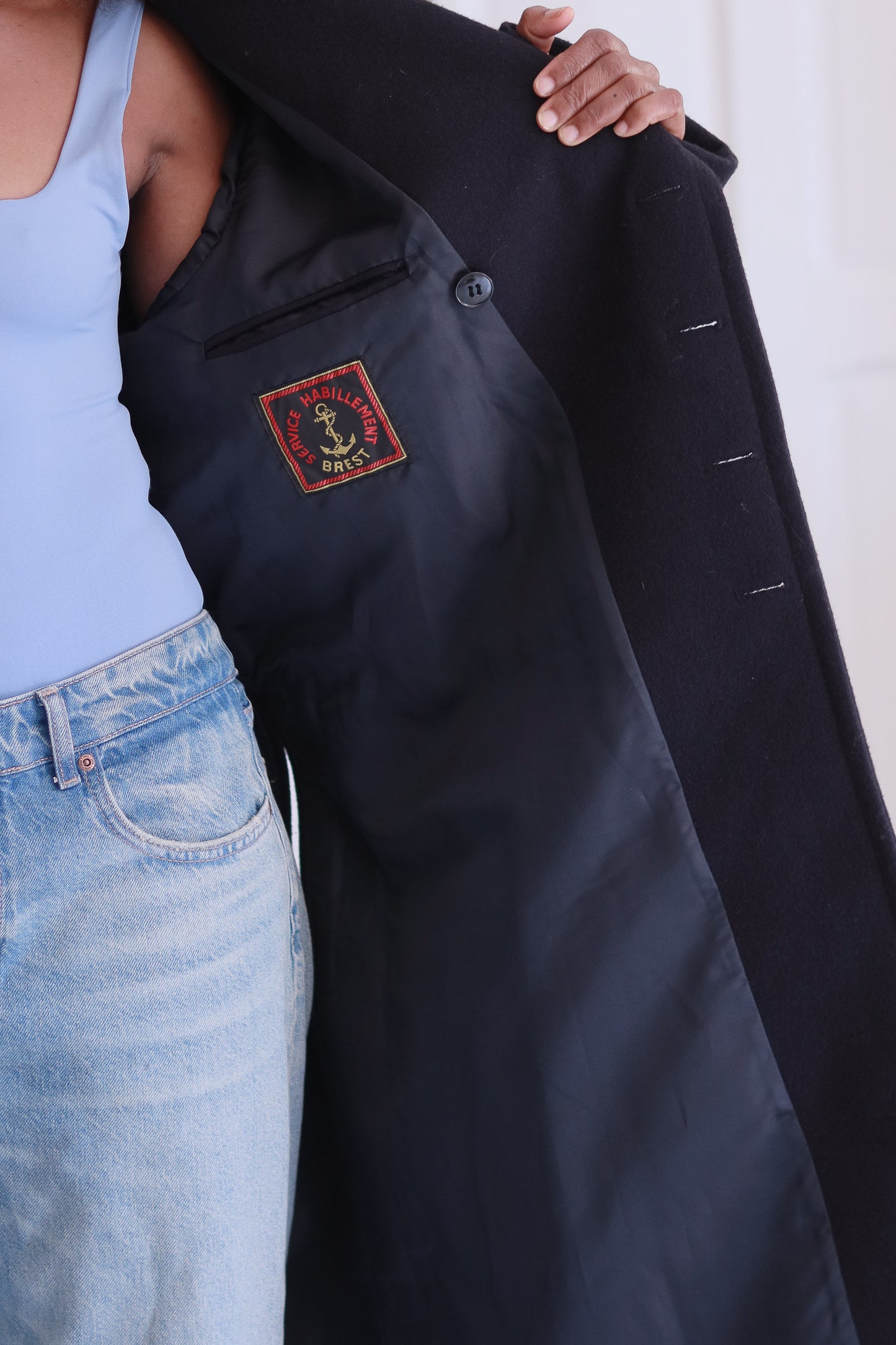 Manteau officier marine en laine