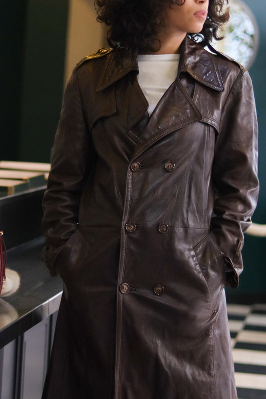 Veste trench en cuir