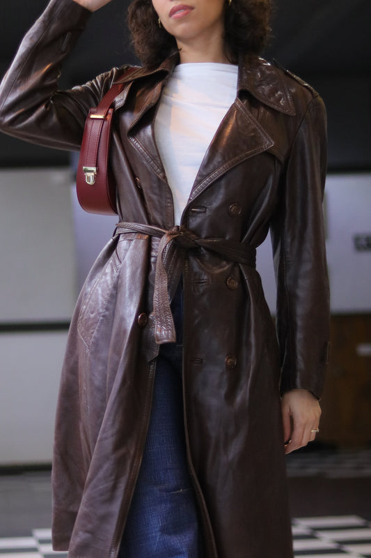 Veste trench en cuir